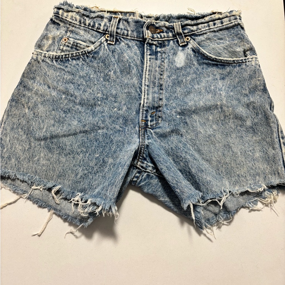 RARE VINTAGE LEVI'S ORANGE TAB Acid Wash High Rise Cutoff Denim Jean Shorts - Picture 6 of 15
